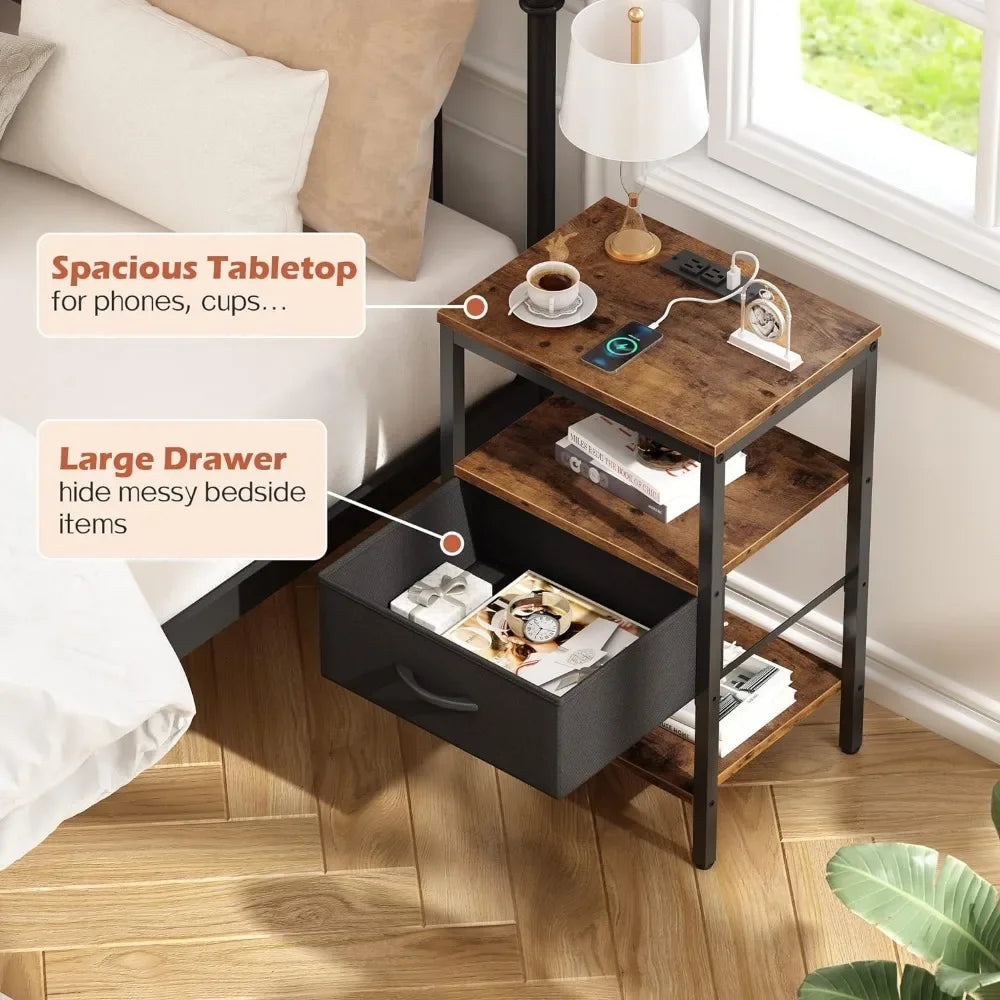 Set/ Bed Side Tables with Charging Station