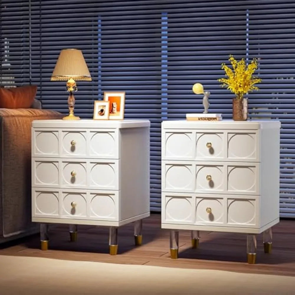 Nightstands Set of 2  with 3 Drawers