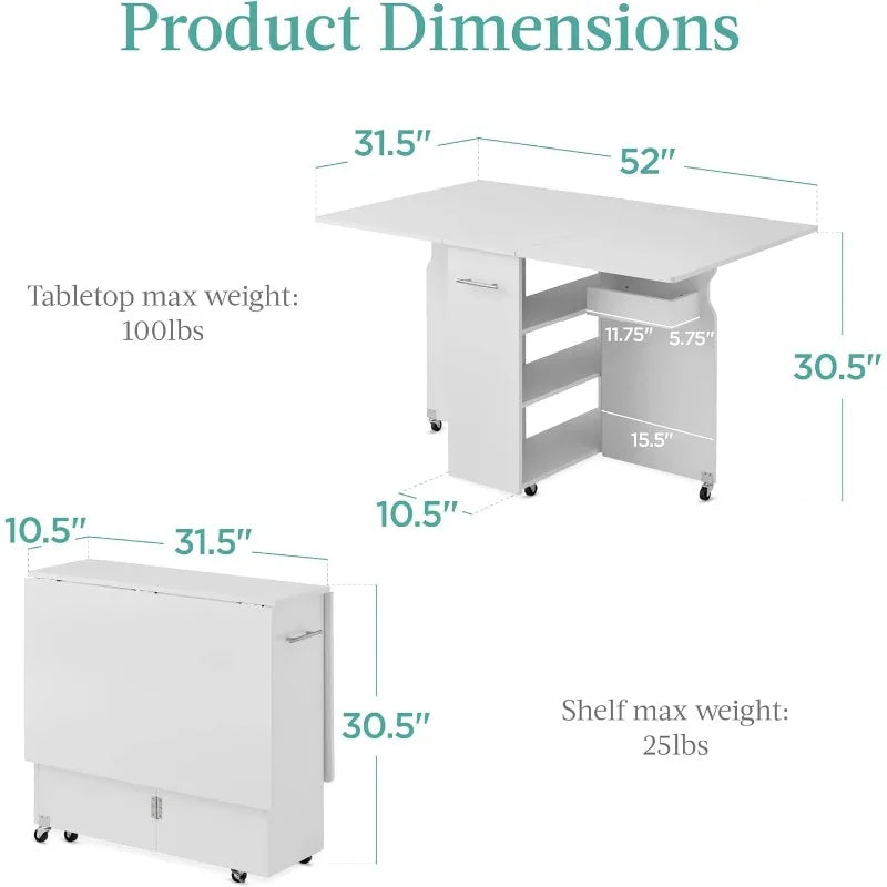 Folding Dining Table, Multipurpose Space Saving