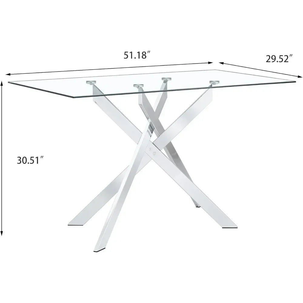 Rectangular Glass Dining Table for 4