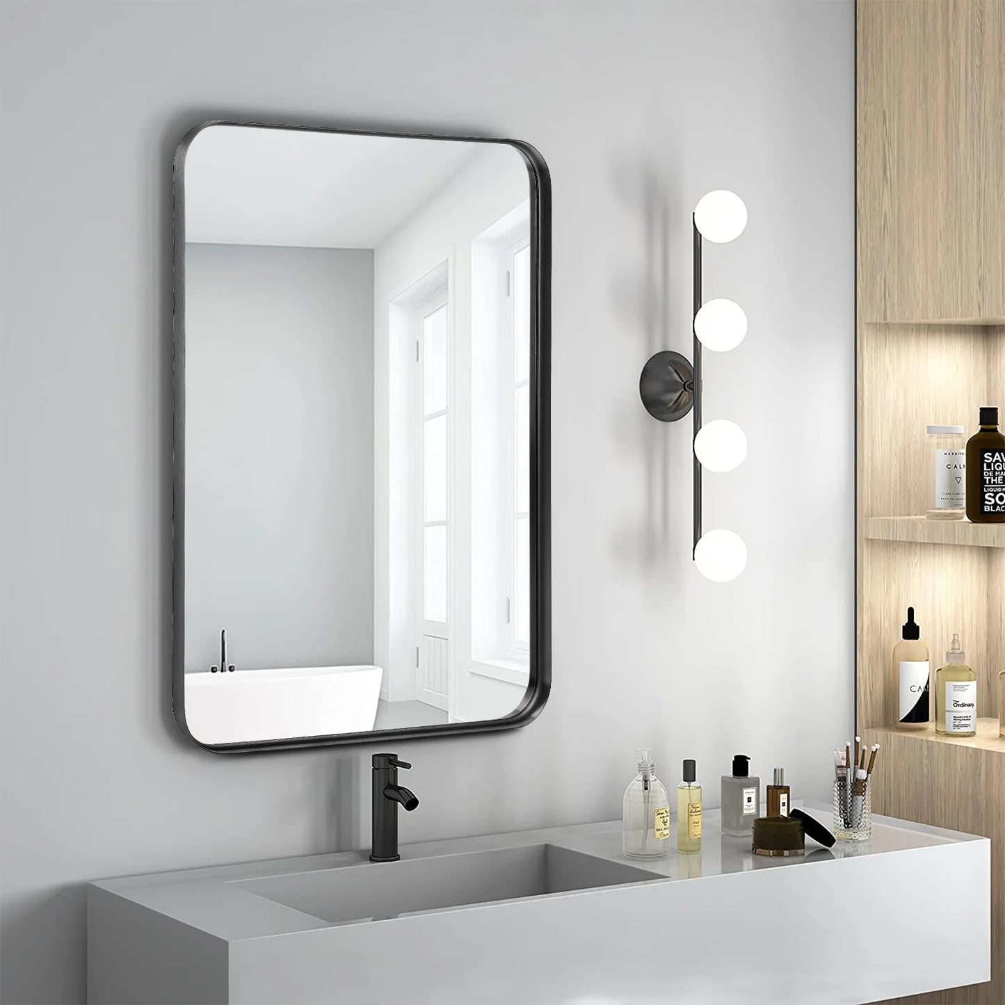 Large Rectangle Vanity Matte Metal Framed Mirror