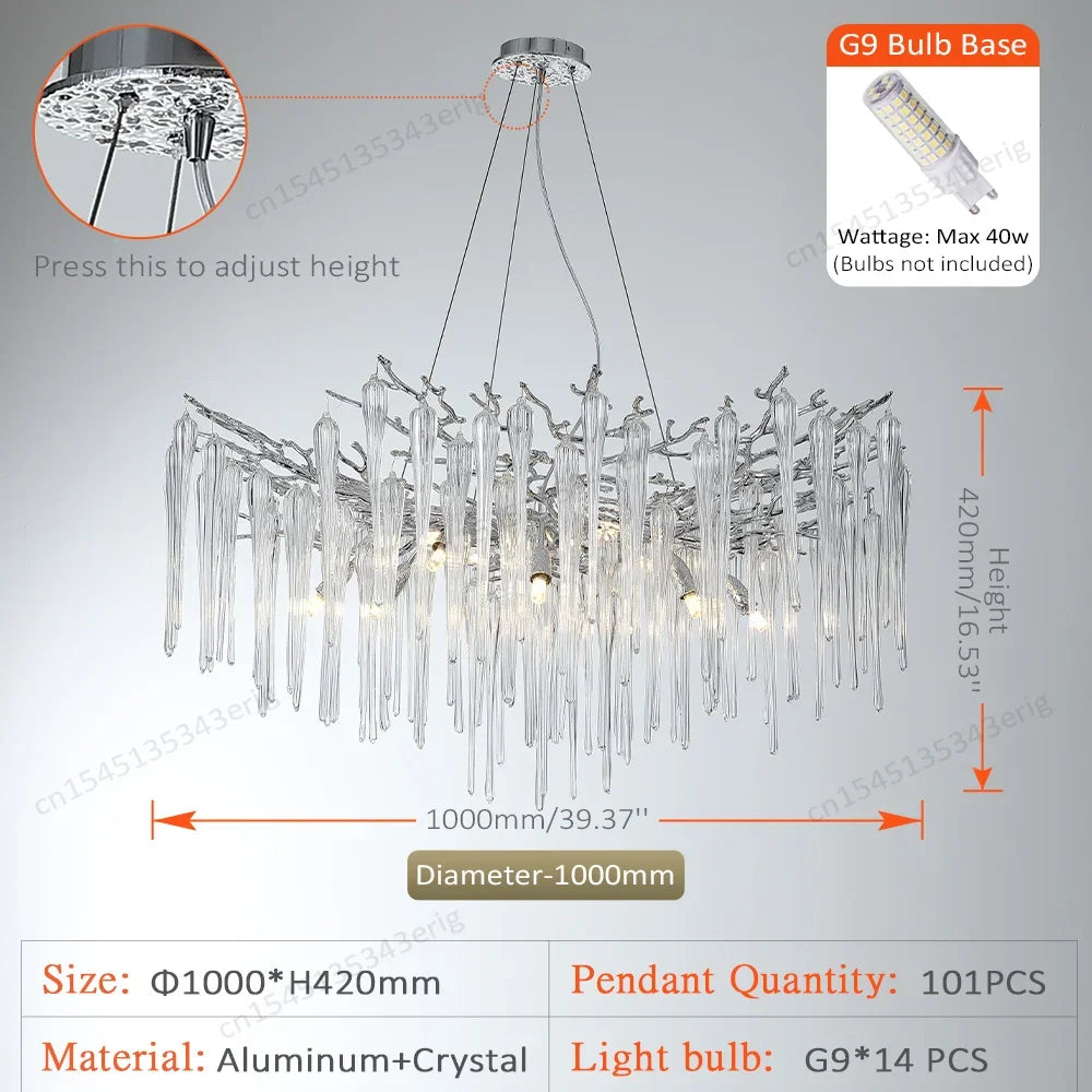 Nordic Column Crystal Chandelier Lighting For Living Room