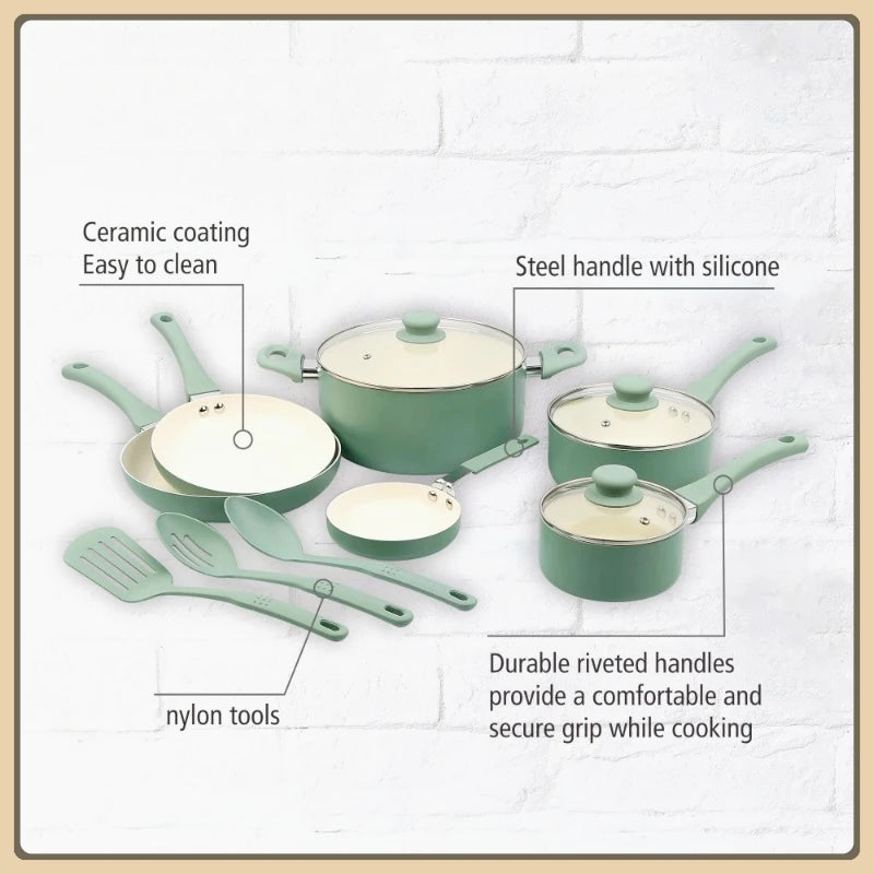Ceramic aluminum 12-piece non-stick cookware se