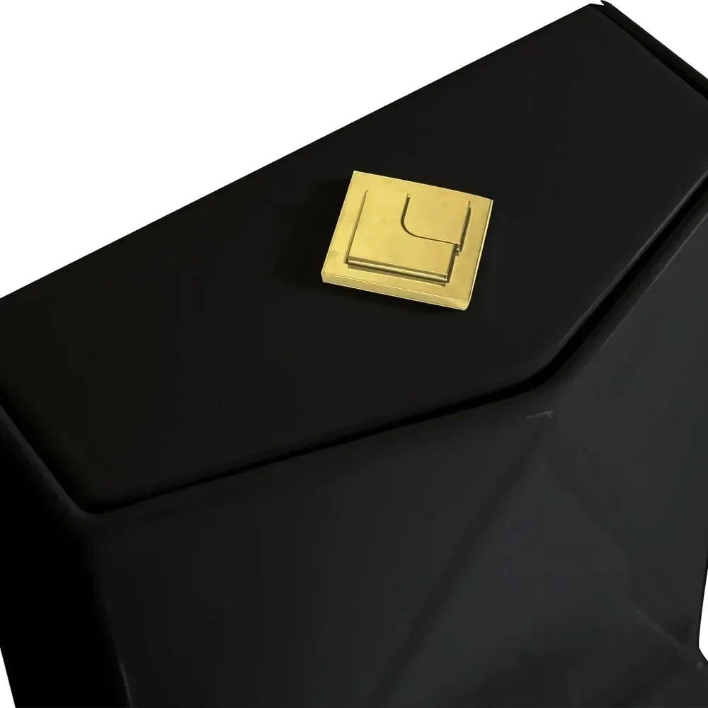 Square One Piece Toilet Black With Gold Button