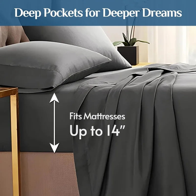 Dark Grey Queen Sheets 14 inch Deep Pocket