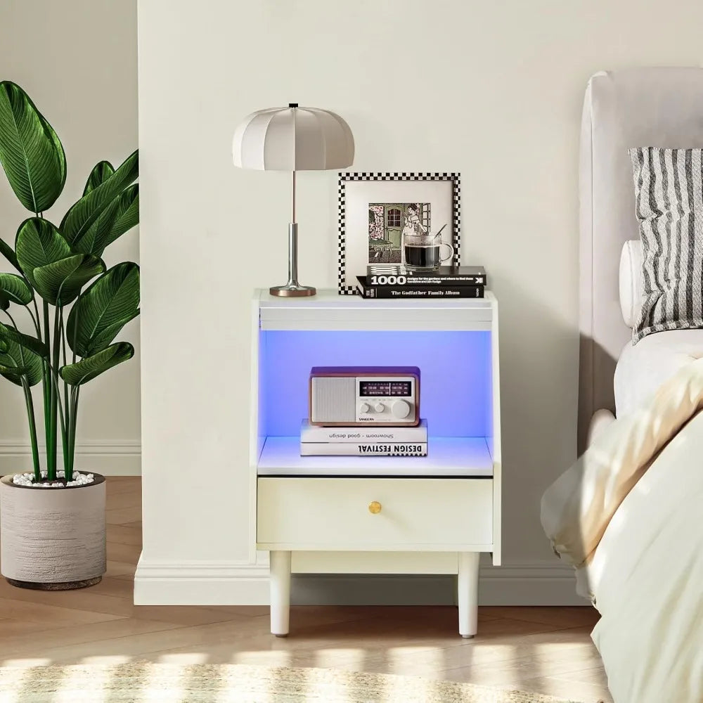 Mid Century Modern LED With Storage Drawer