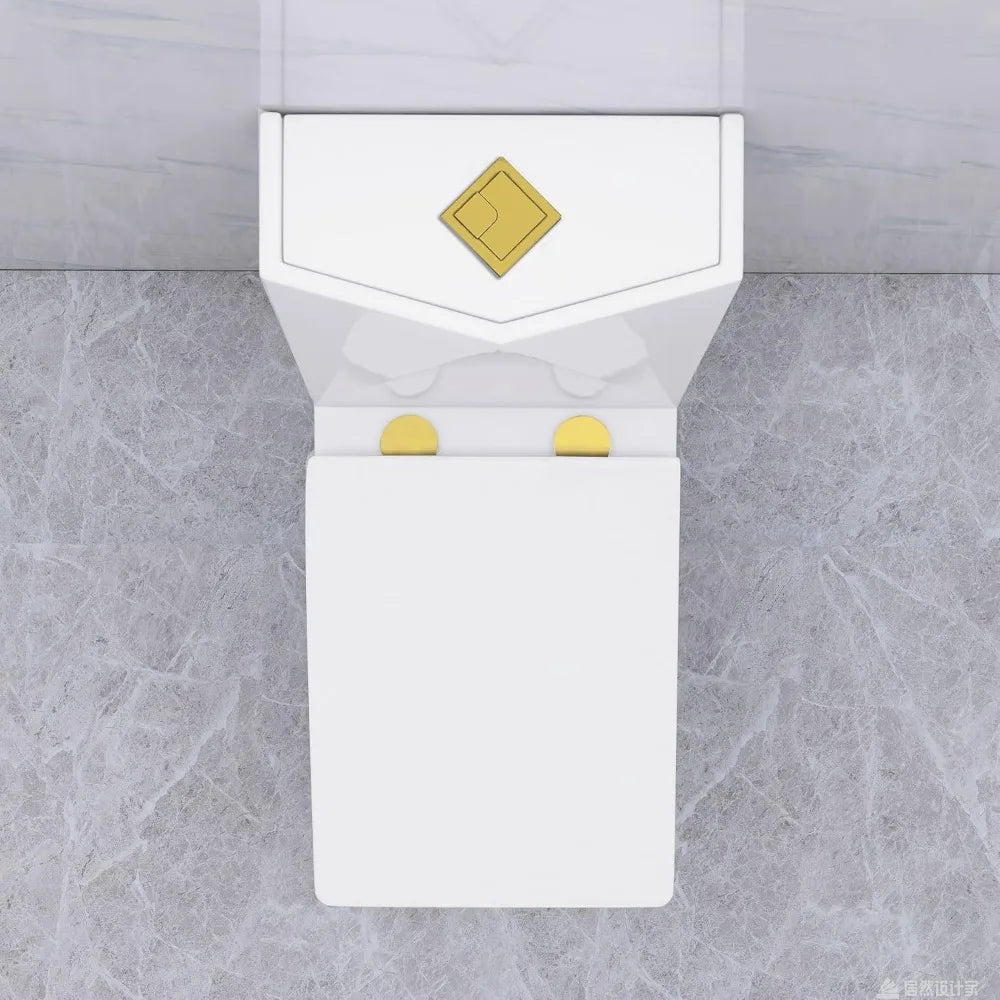 Square Toilet Golden Dual Flush Push Button