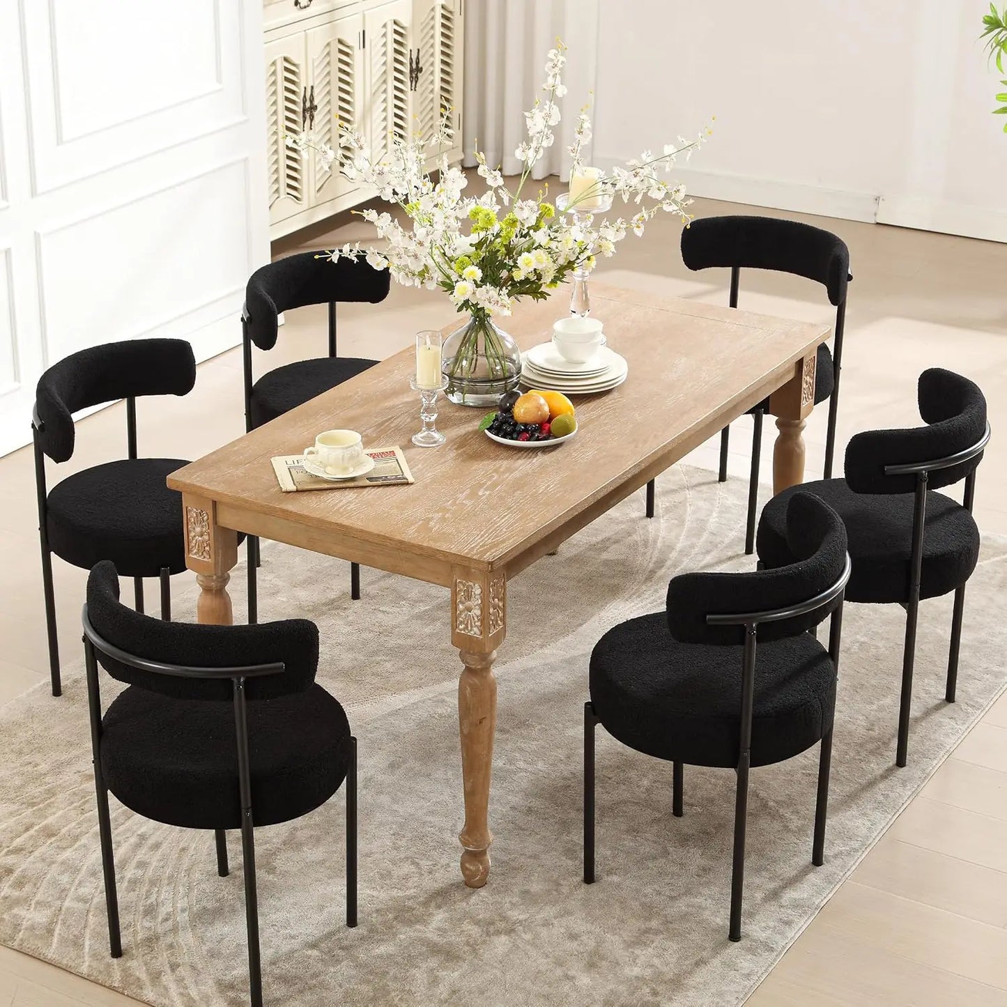 Curved Backrest Dining Chairs Set of 6