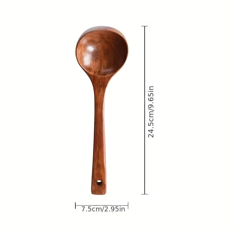 Non-Stick Wooden Cooking Spoon Anti-scalding Soup Ladle