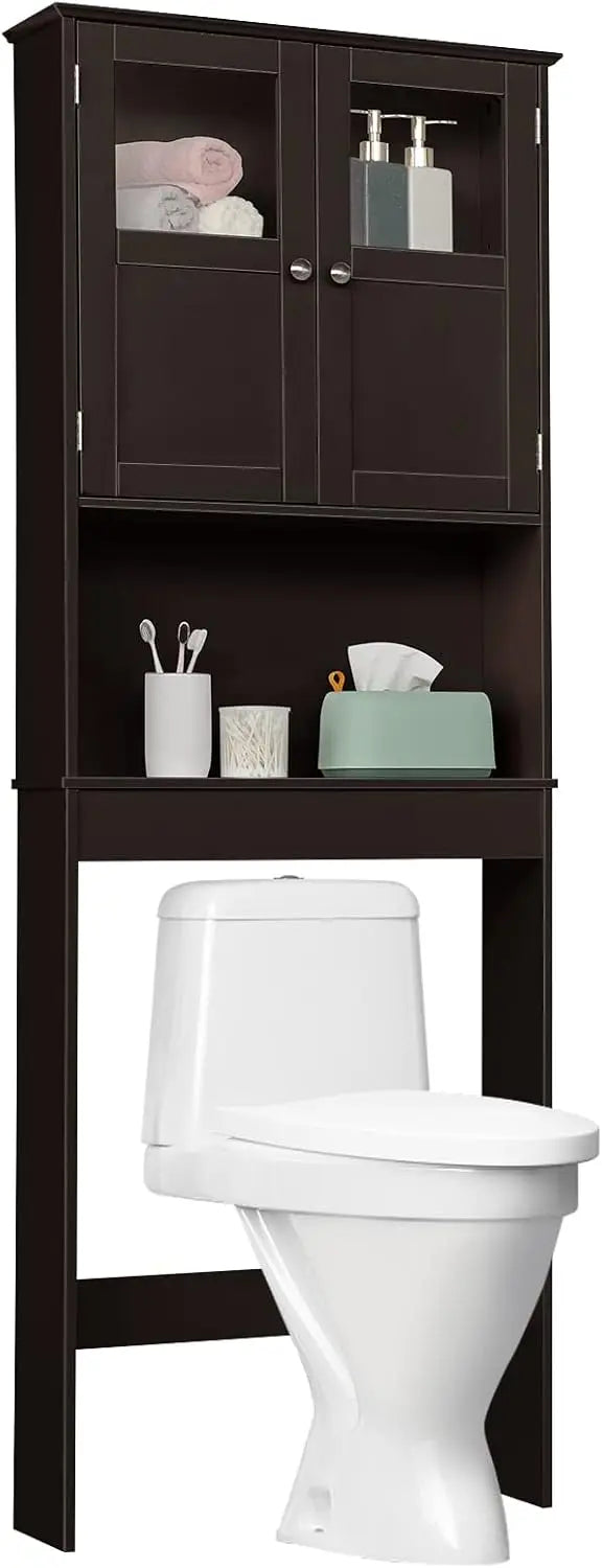 Over The Toilet Storage Cabinet with Fluted Doors
