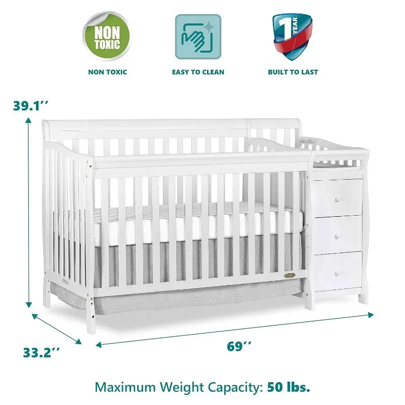 5/1 Brody Convertible Crib With Changer In White