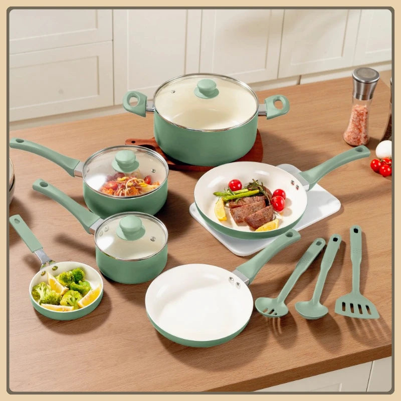 Ceramic aluminum 12-piece non-stick cookware se