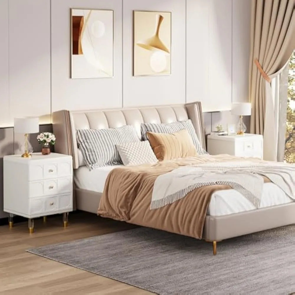Nightstands Set of 2  with 3 Drawers