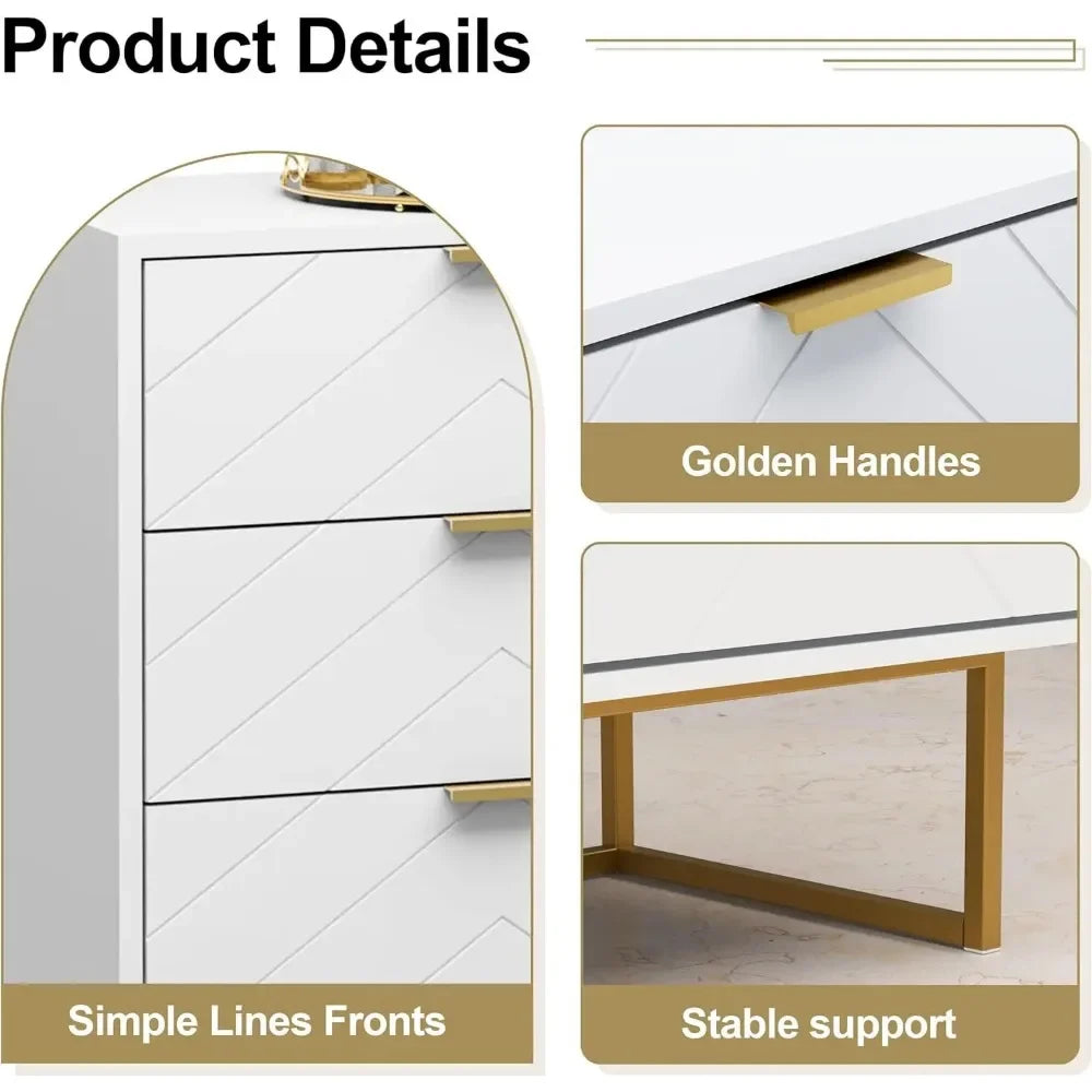 9 Drawer Dressers Storage Cabinet with Golden Legs