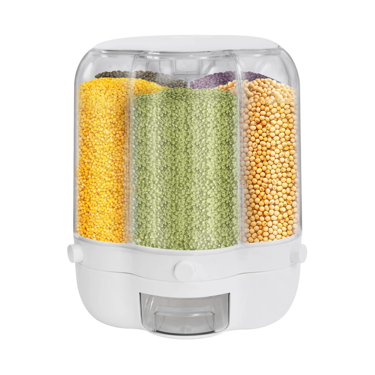Rotating 6-Grid Food Dispense  Storage with Lid