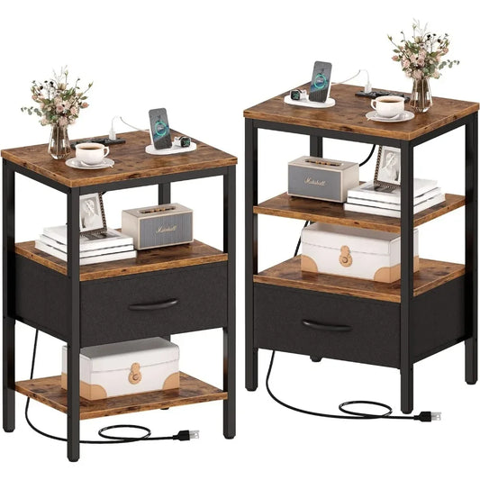 Set/ Bed Side Tables with Charging Station