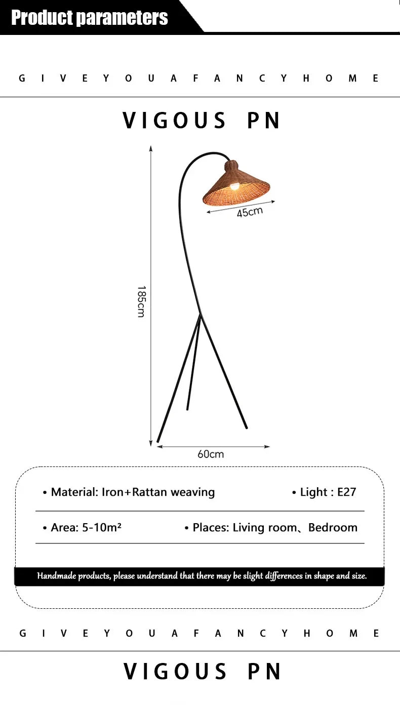 Modern Nordic Minimalism Rattan Led Floor Lamp