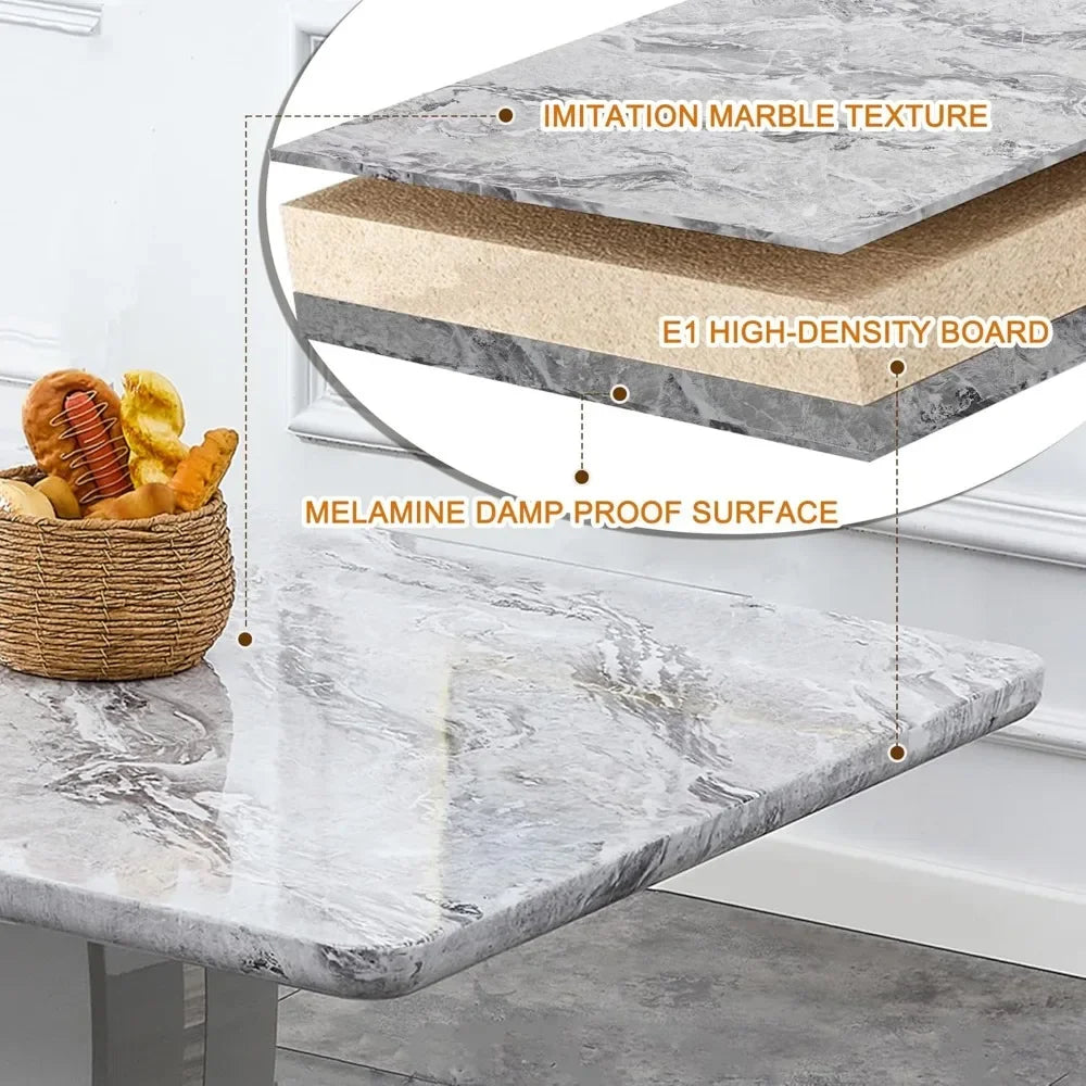 63" Modern Faux Marble Dining Room Set