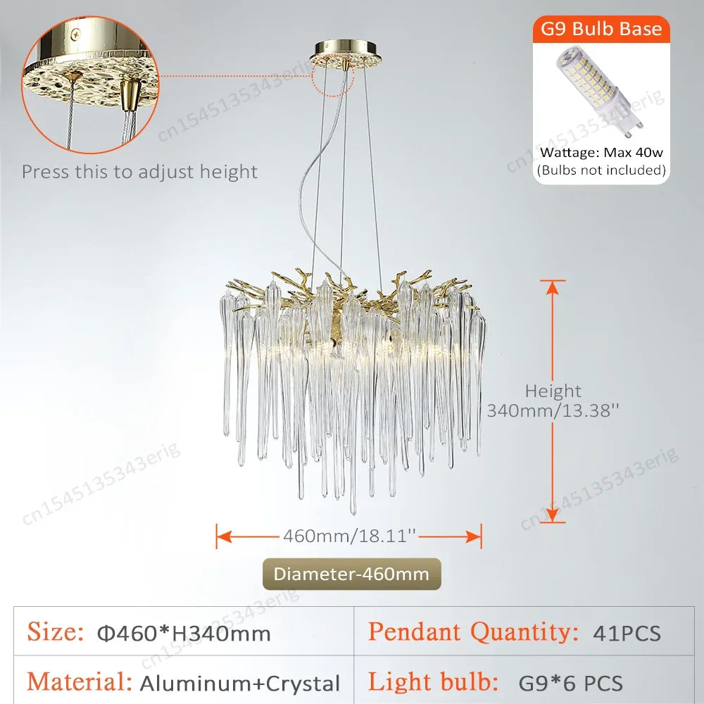 Nordic Column Crystal Chandelier Lighting For Living Room
