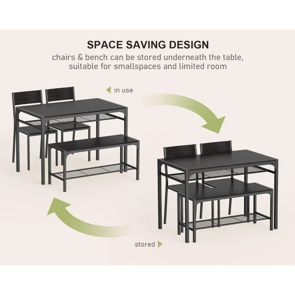 4PC Dining Set for Small Space, Apartment