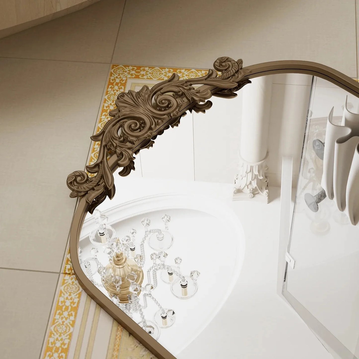 24”x36" Arched Decorative Modern Moroccan Bathroom Mirror