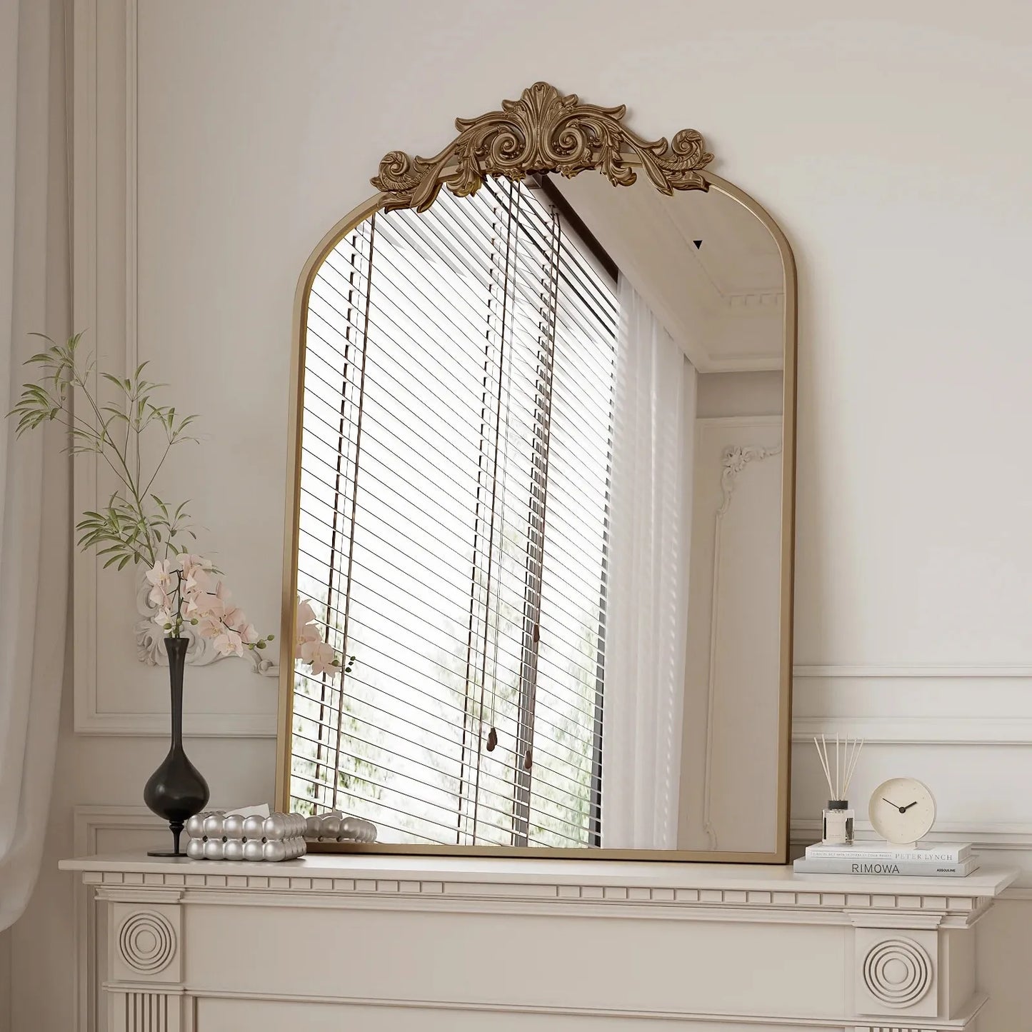 24”x36" Arched Decorative Modern Moroccan Bathroom Mirror