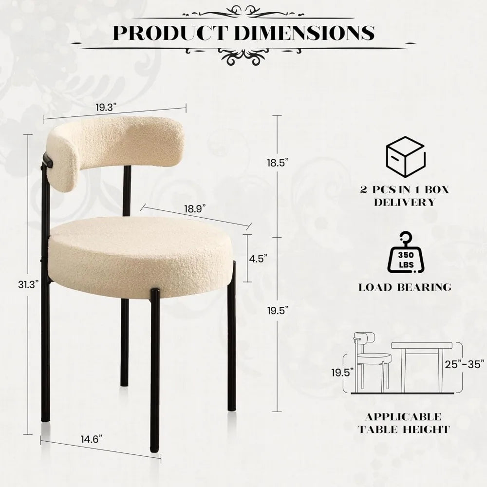 Curved Backrest Dining Chairs Set of 6