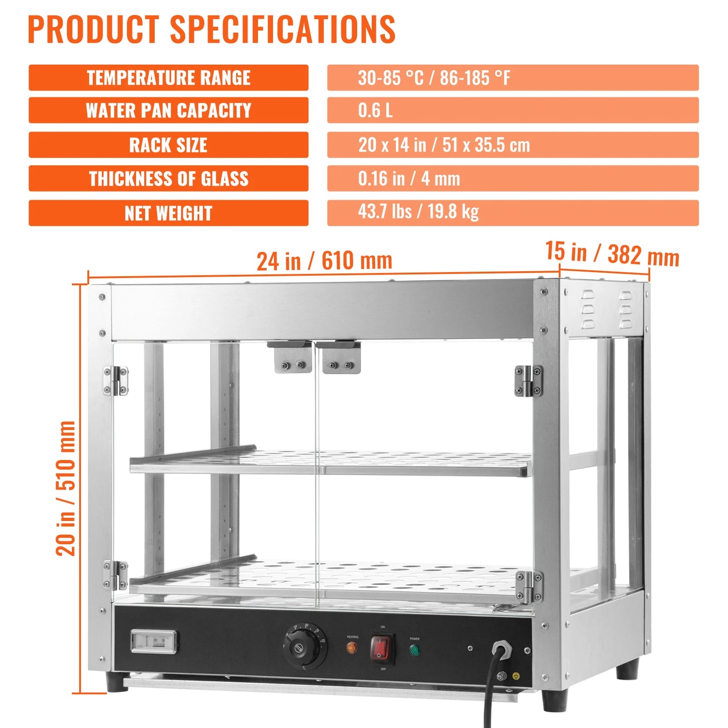 2/3 Tiers Countertop Food Warmer