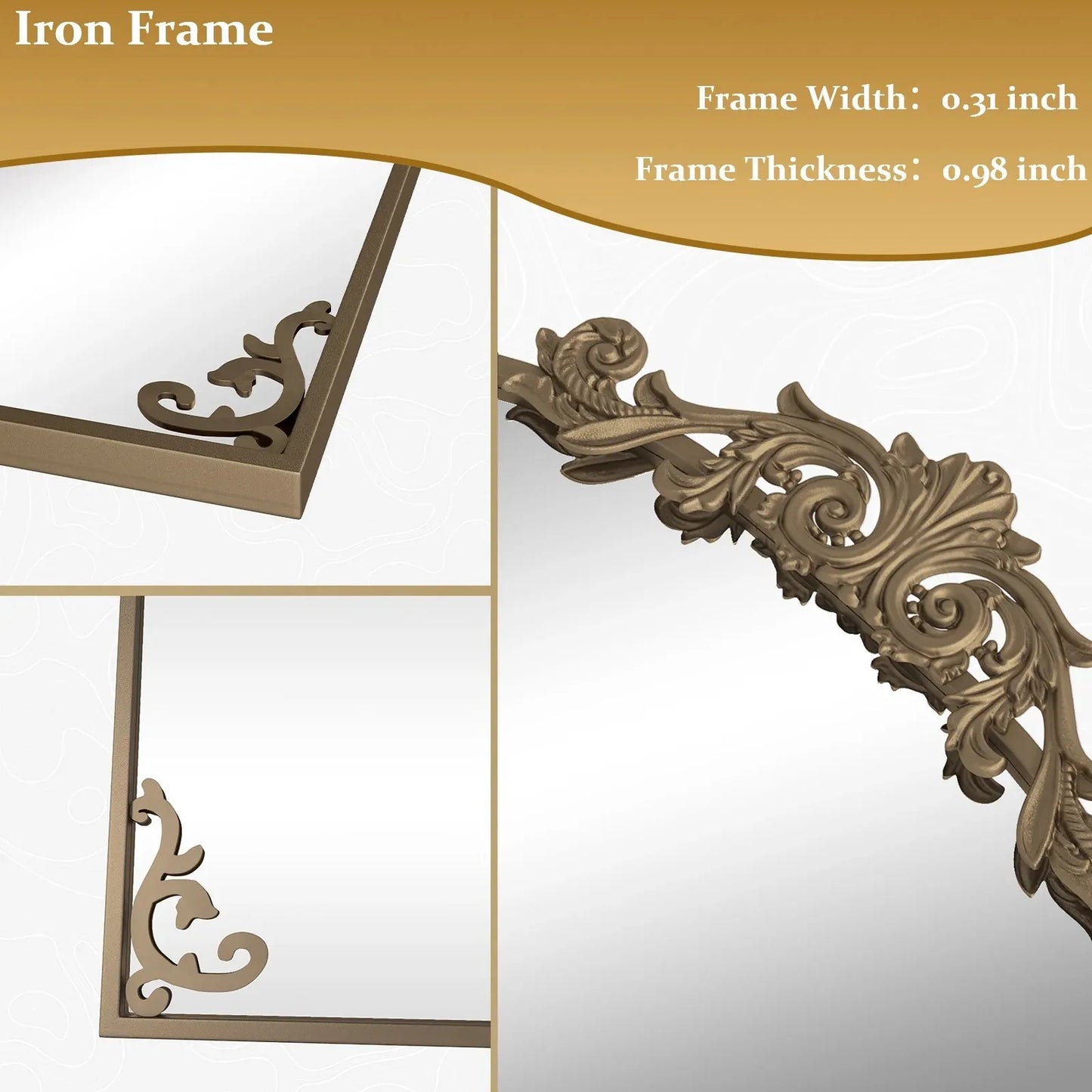 24”x36" Arched Decorative Modern Moroccan Bathroom Mirror