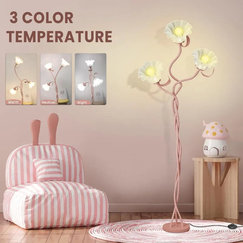 Vintage 3 Heads Flower Floor Lamp  Modern Led