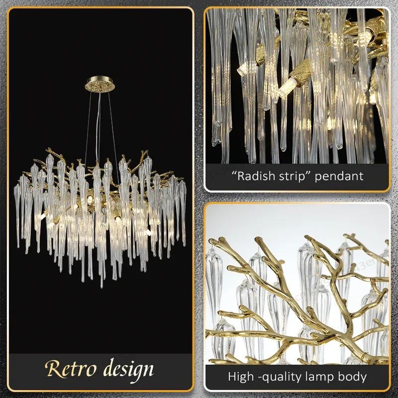 Nordic Column Crystal Chandelier Lighting For Living Room