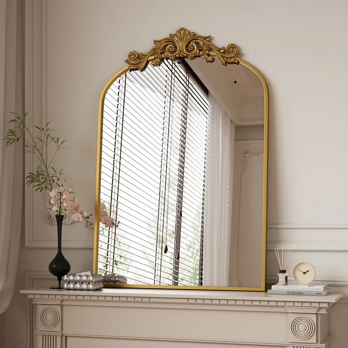 24”x36" Arched Decorative Modern Moroccan Bathroom Mirror