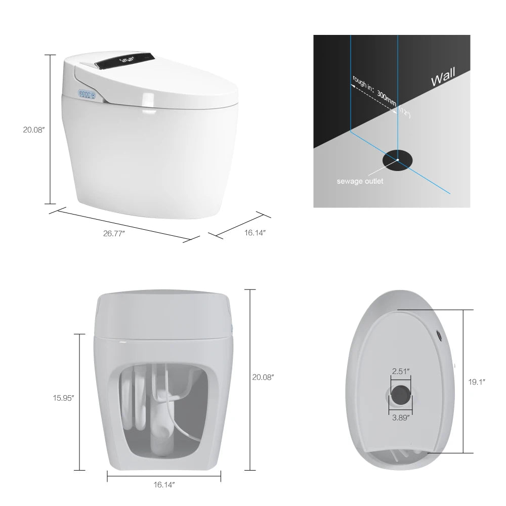 Smart Toilet Heated Bidet Seat Auto Open/Close