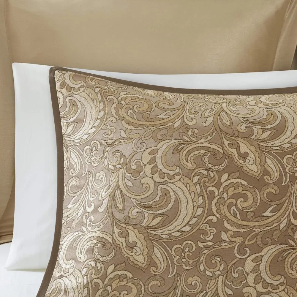Faux Silk Comforter Jacquard Paisley  Matching Curtains