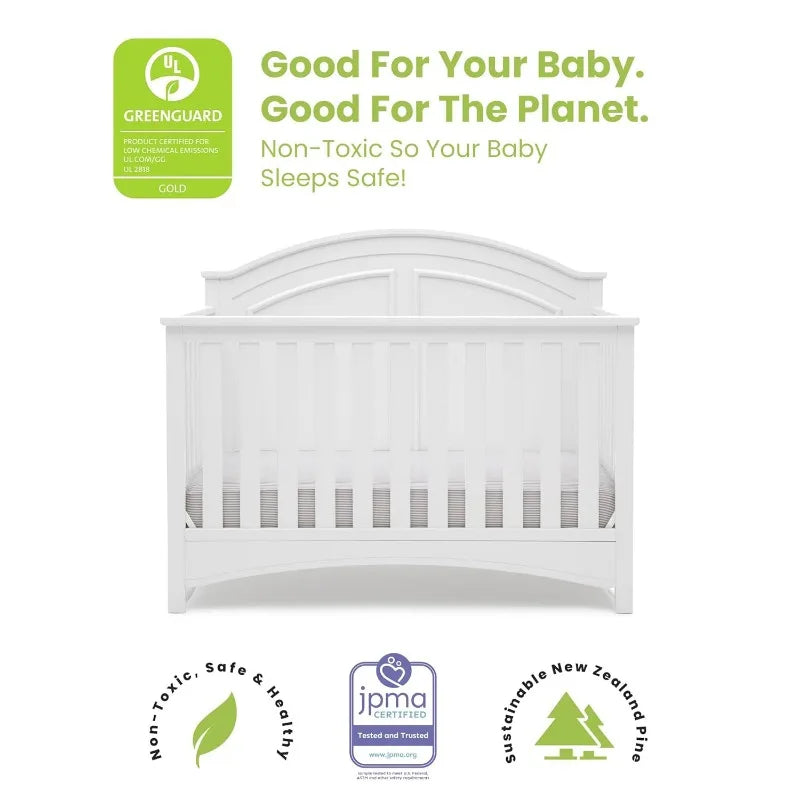 6-in-1 Convertible Crib Greenguard Gold Certified  White