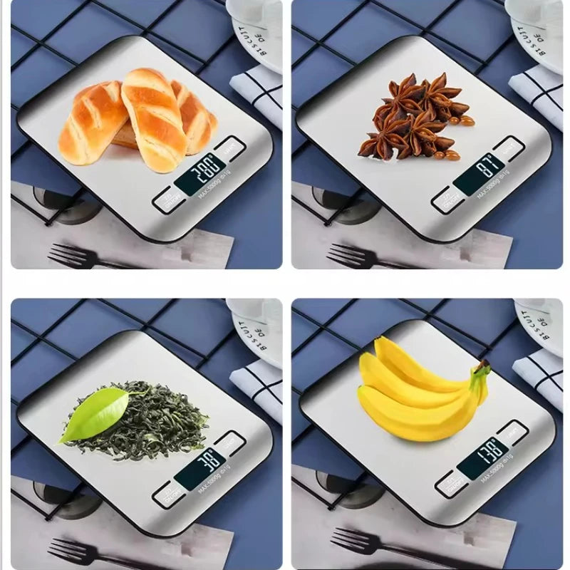 Digital Kitchen Scale LED Display Stainless Steel
