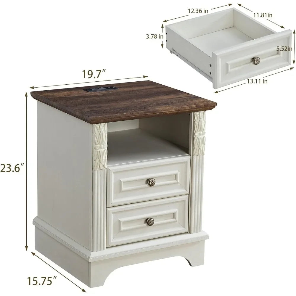 Charging Station, 20" End Table  2 Drawers