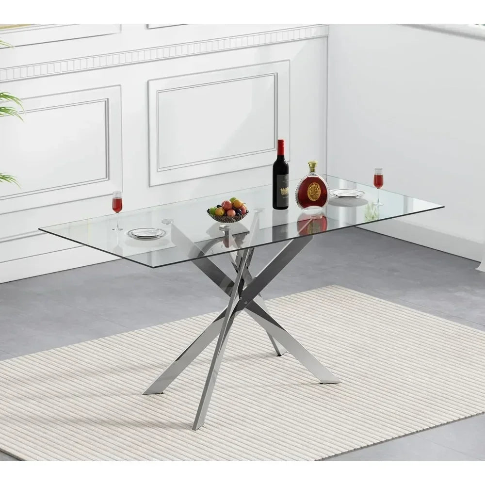 Rectangular Glass Dining Table for 4