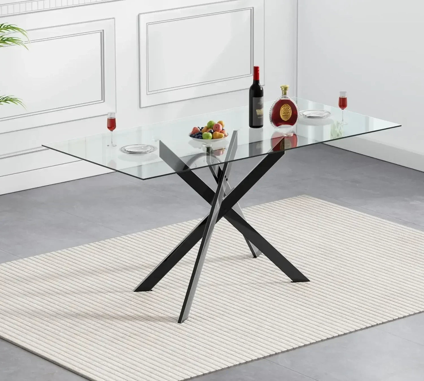 Rectangular Glass Dining Table for 4