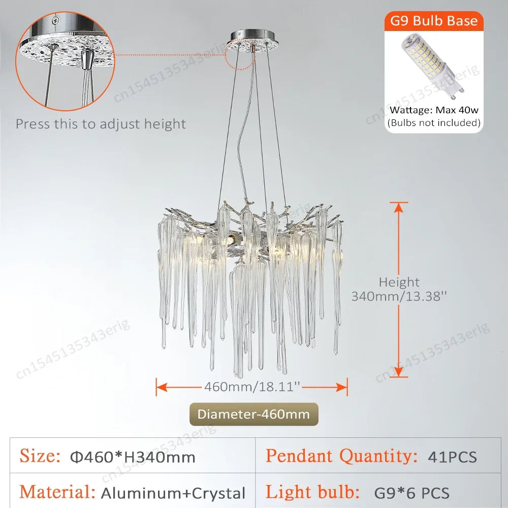 Nordic Column Crystal Chandelier Lighting For Living Room