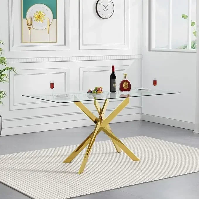 Rectangular Glass Dining Table for 4