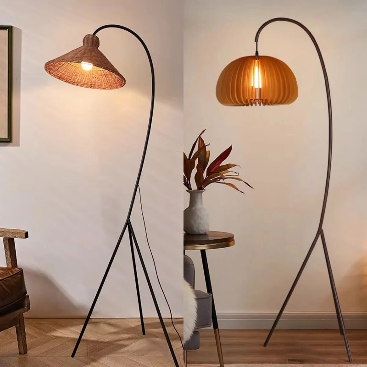 Modern Nordic Minimalism Rattan Led Floor Lamp