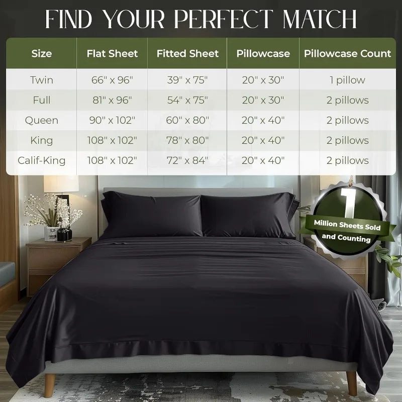 Viscose Bamboo 4pcs Soft Cooling Sheet Set