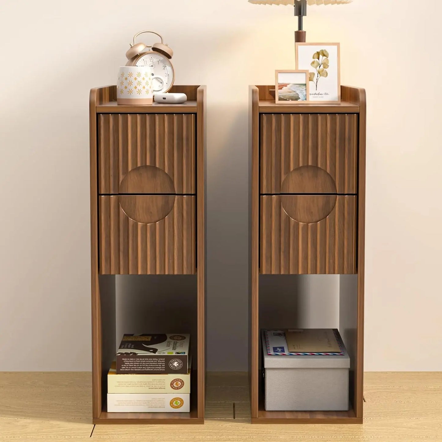 Small Fluted Nightstand Set of 2,