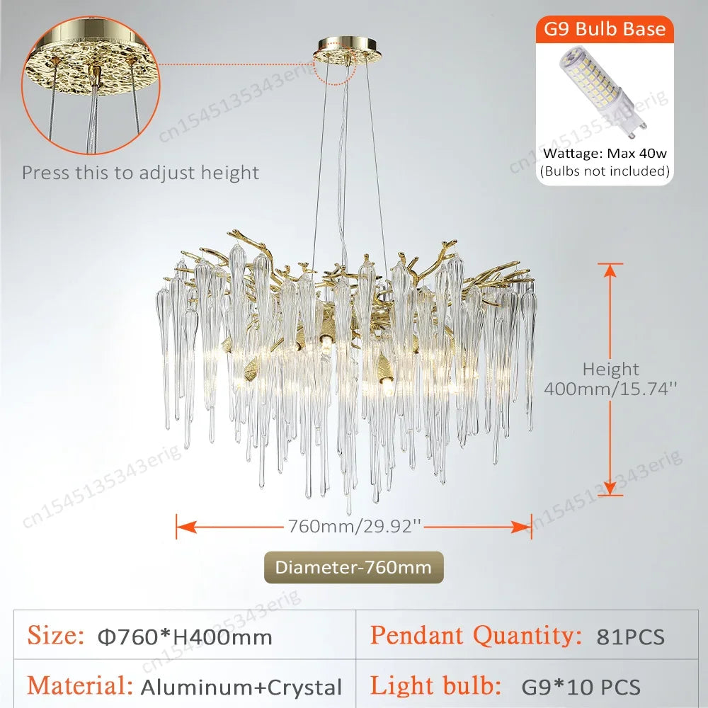 Nordic Column Crystal Chandelier Lighting For Living Room