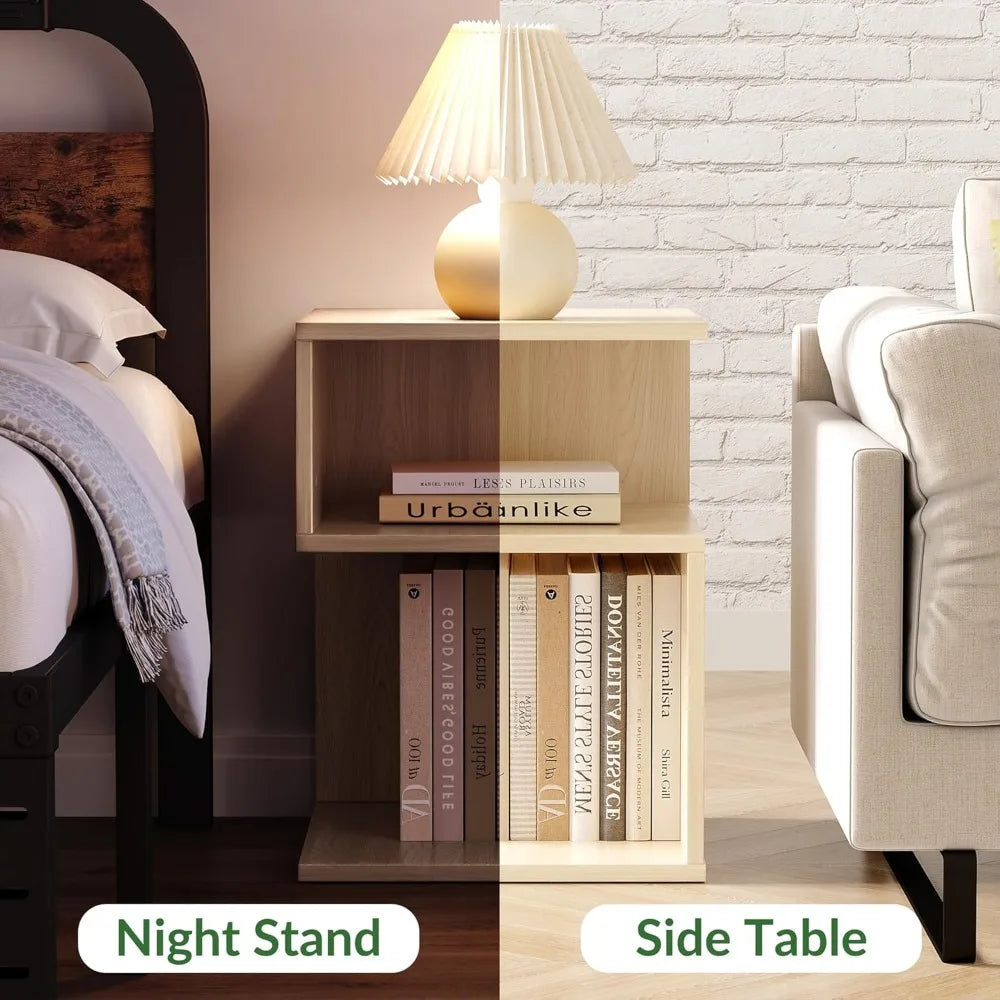 Wood Nightstand Bed Side Table Set Of 2