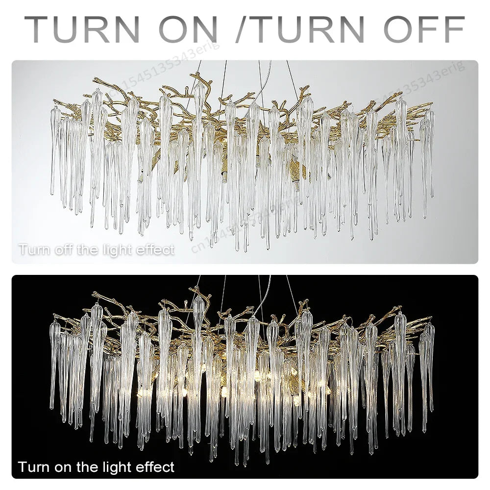 Nordic Column Crystal Chandelier Lighting For Living Room