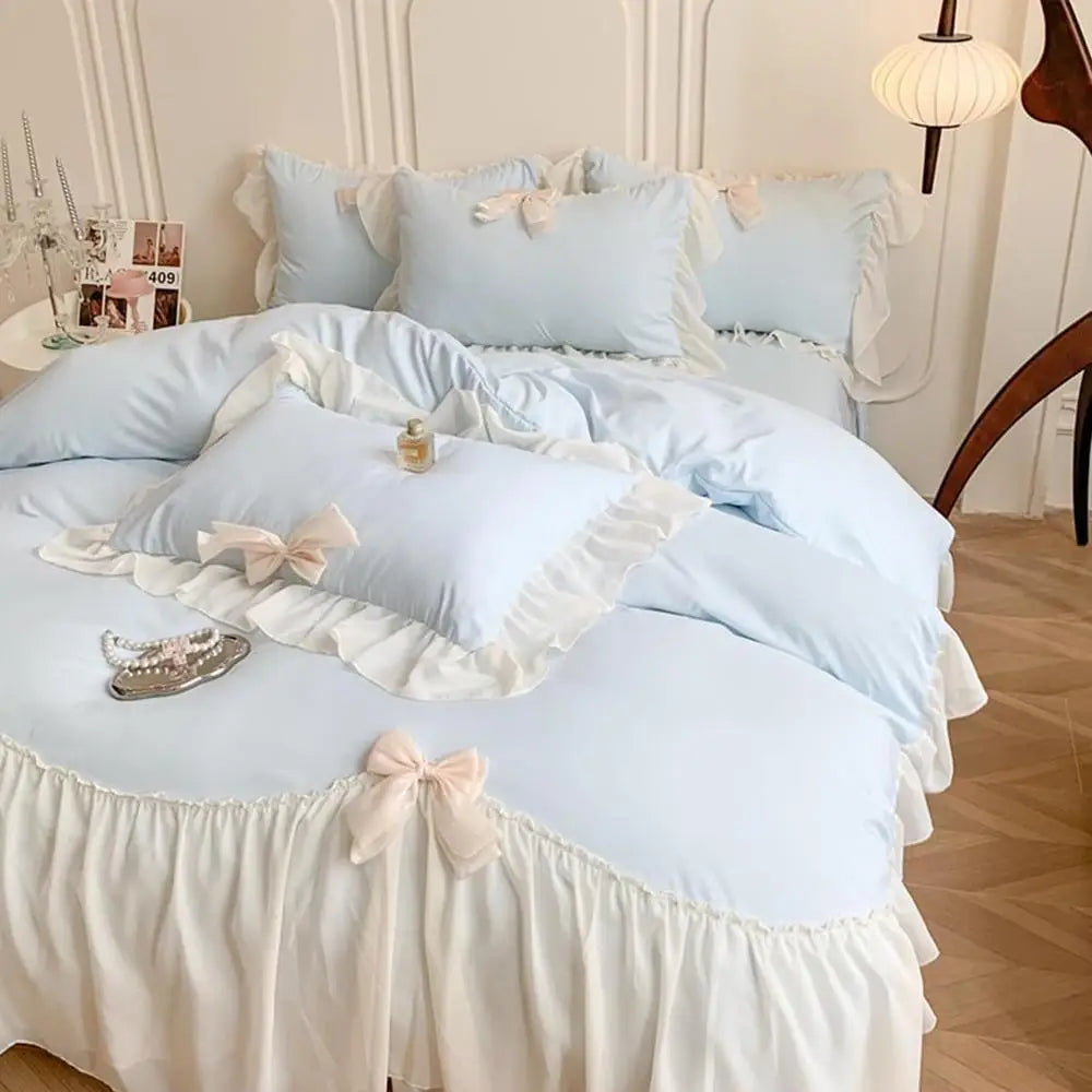 Duvet Cover Set Bowknot Tie Zipper Closure