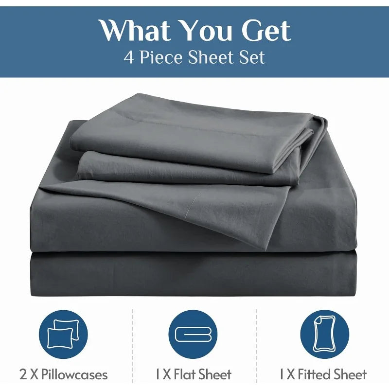 Dark Grey Queen Sheets 14 inch Deep Pocket