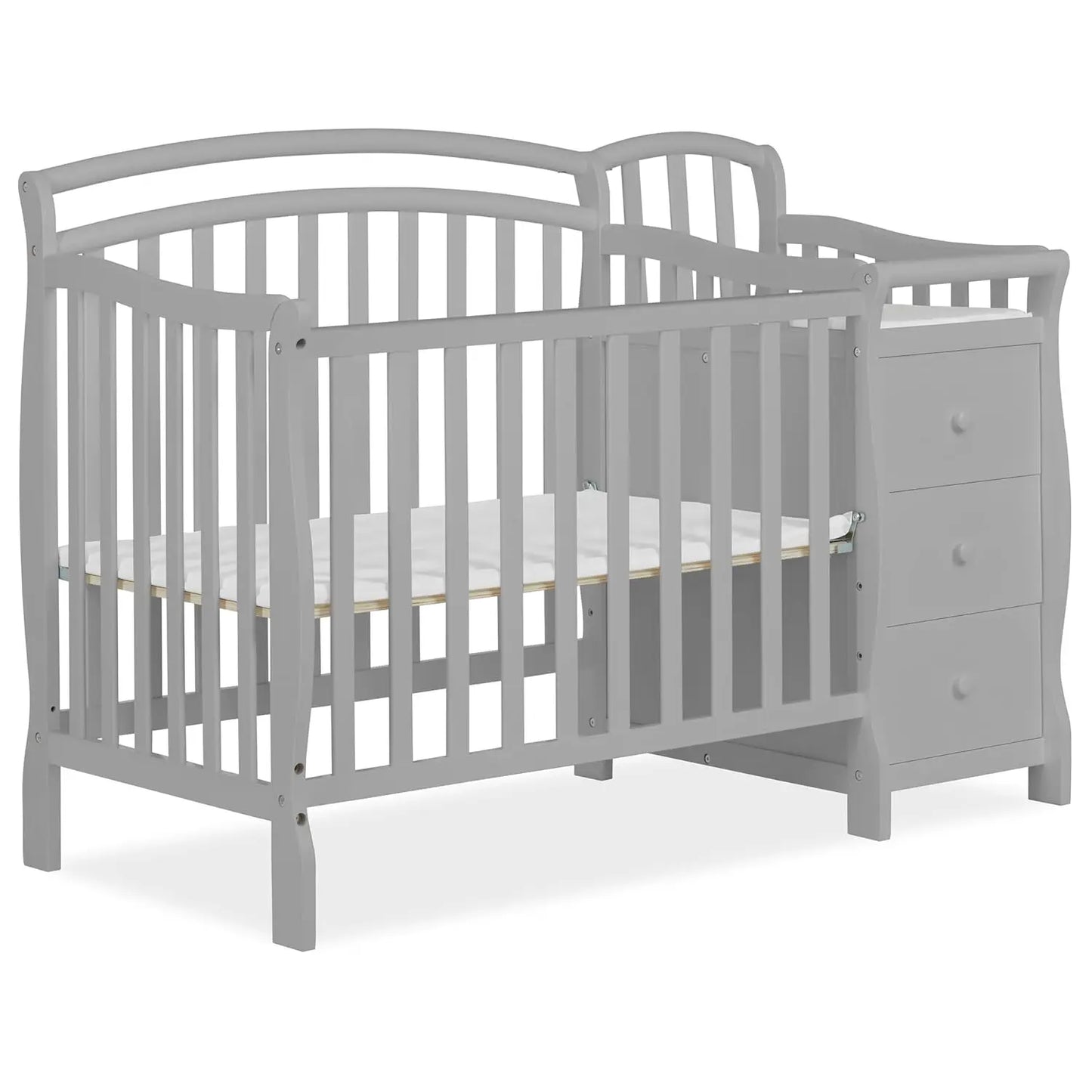 Adjustable Mini Crib And Changing Table  White